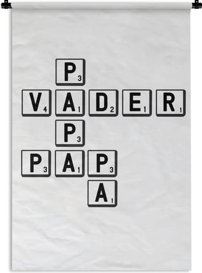 Wandkleed Vaderdag - Vaderdag cadeau zondag 16 juni met tekst - Papa vader pap pa Wandkleed katoen 90x135 cm - Wandtapijt met foto