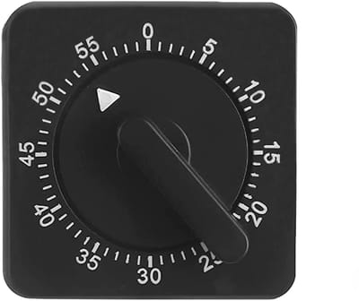 longziming - Kookwekker - Kooktimer - Digitale kookwekker - 1 stuk - Mechanisch - Batterijloos - 60 minuten - Metaal veerwerk - Zwart - 6x6x2,4 cm - Voor koken, sport, studie en spellen