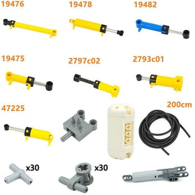 MOC Stenen Technische Onderdelen Pneumatische Pomp Klein (6L) V2 met Versterkte Cilinder 47225 19478 4697 Compatibel Met 8800 Blokken