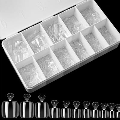 Dailygoods - 550 stuks kunstteennagels, kunstteennagels, 11 maten, vierkante teennagels om op te plakken, volledige dekking, acryl, kunstnagels, nepnagels met doos voor dames en vrouwen, nagelkunst, doe-het-zelf