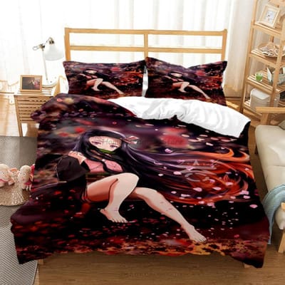 Hot Anime Demon Slayer Beddengoedset Japanse Cartoon Bedlinnen 200x220 Tieners Meisjes Twin Single Queen King Full Dekbedovertrek Sets US King259x229cm
