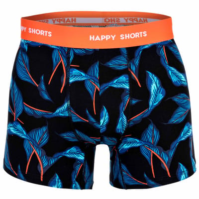 Happy Shorts Heren Boxershorts Trunks Bladeren Blauw/Zwart 3-Pack - Maat M
