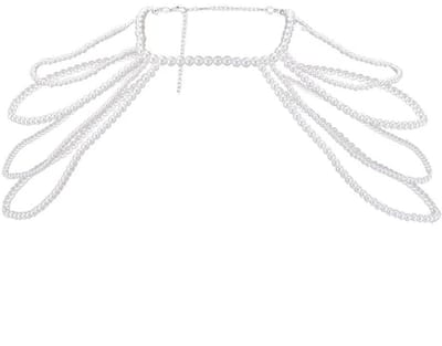 Dailygoods- Body Chain Parel - Elegante Lichaamsketting - Gelaagde BH Ketting - Wit - Luxe Sieraden - Ideaal voor Bruiloft/Feest - Lichaamsieraden