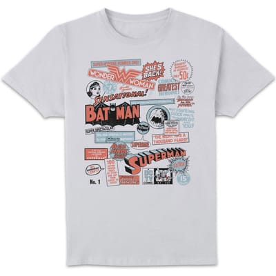DC Comics Justice League Retro Unisex T-Shirt - White - 3XL