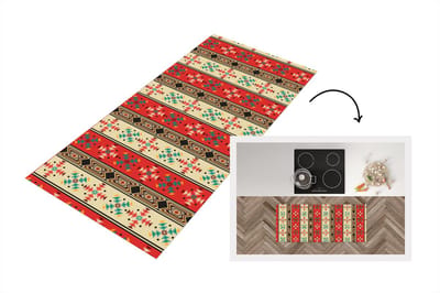 Keukenloper - Loper keuken - Indianen - Patronen - Abstract - 120x50 cm - Keukenloper vinyl