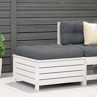 vidaXL - Tuinvoetenbank - 62x63,5x32 - cm - massief - grenenhout - wit