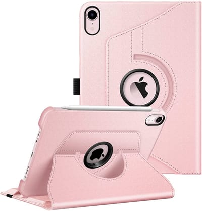 Book Cover Geschikt voor: Apple iPad Mini 6 & iPad Mini 7 2024 Tablethoes - Multi Stand Case - 360 draaibaar - Tablethoesje - Rosé Goud - ZT Accessoires