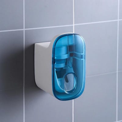 Distributeur de dentifrice mural entièrement automatique, sans perforation ni compression, outil Lazy God blue