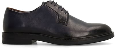 Manfield - Heren - Donkerblauwe leren veterschoenen - Maat 40