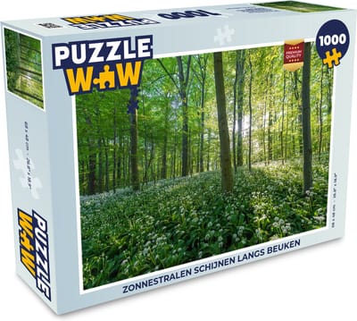 Puzzel Zonnestralen schijnen langs beuken - Legpuzzel - Puzzel 1000 stukjes volwassenen
