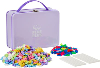 Plus-Plus Basic Reiskoffer pastel 600 delige bouwset Pastel Lila paars - 7003 - Bouwspeelgoed - Constructiespeelgoed - Set met bouwstenen - Vanaf 5 jaar