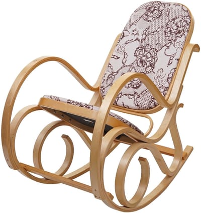 Schommelstoel M41, draaifauteuil TV-fauteuil, massief hout ~ eiken look, stof/textiel jacquard bruin
