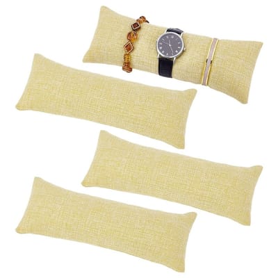JHUBERS- Horlogekussen 4 stuks - Lange Horlogekussens - Sieraden Display - Armbandkussen - Linnen Stof - 24 x 9 cm - Sieradendisplay