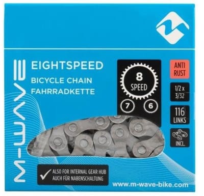 M-Wave Ketting 6/7/8-speed - Anti-roest - 116 schakels - Zilver - Geschikt voor interne naafversnellingen