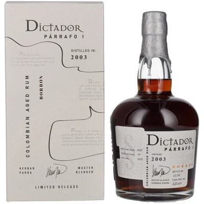 Dictador rum Dictador PÁRRAFO I 19 Years Old BORBÓN Vintage 2003 50% Vol. 0,7l in geschenkverpakking