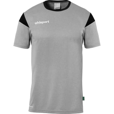 Uhlsport Squad 27 Shirt Korte Mouw Kinderen - Donkergrijs Gemeleerd / Zwart | Maat: 116