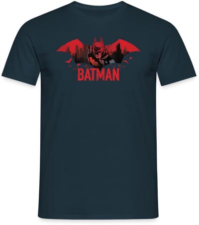 Batman Met Vleermuizen En Rood Batman-Logo T-Shirt Heren