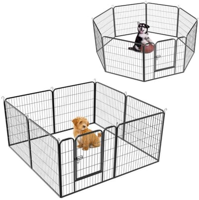 Linkforu - Hondenren Puppyren - Opvouwbaar Veilighek - 8 Panelen - Met Deur - 160x160x60 CM - Binnen En Buiten Gebruik