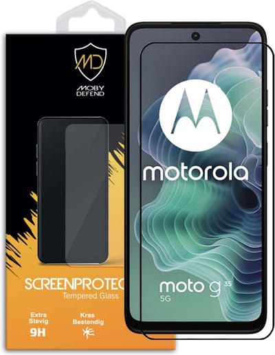 MobyDefend Screenprotector - Geschikt voor Motorola Moto G35 - Screensaver Met Zwarte Randen - Gehard Glas
