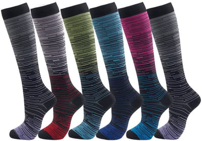Namajunas - Compressiekousen - Compressie sokken - 6 paar - S/M - Unisex - Bevordert de bloedsomloop - Biedt optimale ondersteuning voor medisch gebruik, hardlopen, verzorging, sport en meer - Hardloopsokken - Sportsokken - Steunkousen vliegtuig