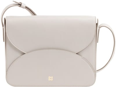 DuDu Compacte Schoudertas - Dames - Hoogwaardig Leer - Gouden Accenten - Magnetische Sluiting - Beige