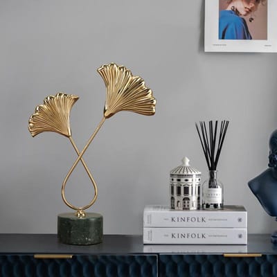 Luxe Stijl Messing Ginkgo Blad Tafelblad Ornamenten Unieke TV-kast Wijnkast Entree Huisdecoratie Decoratie Decoratie Set of two ginkgo