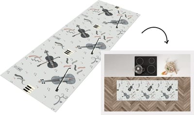 Keukenloper - Loper keuken - Patroon - Muziek - Viool - 150x50 cm - Keukenloper vinyl