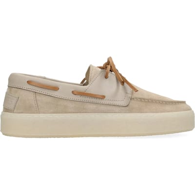 Shabbies Amsterdam - Zenne Mocca Boatshoe Suède Zand - Maat 38