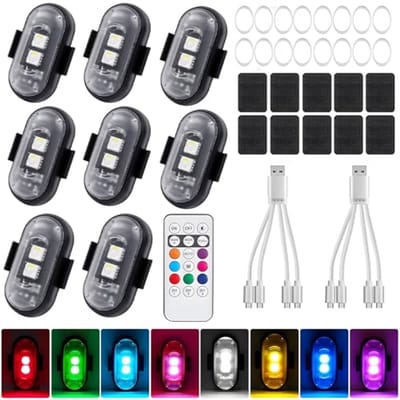 Draadloze LED-verlichting Set van 8 Stuks voor Auto en Fiets - Sfeerverlichting met USB-opladen