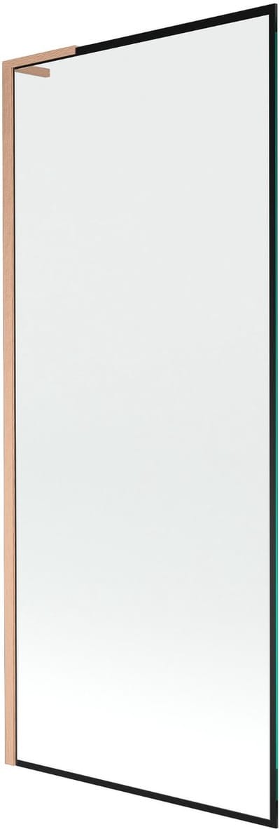 Mexen Next L badwand éénvleugelig 80 x 150 , zwart frame, geborsteld koper - 895-080-000-03-70-65