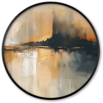 Poster in lijst Rond - Fotolijst 60x60 cm - Posters - Modern - Abstract - Goud - Zwart - Ronde posterlijst zwart - Decoratie - Wanddecoratie woonkamer - Muurdecoratie slaapkamer