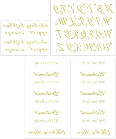 4 stuks "Wil je mijn bruidsmeisje zijn" stickers, gouden stickers, uitnodiging voor bruidsmeisjes, feestdecoratie voor bruiloften en huwelijksvieringen