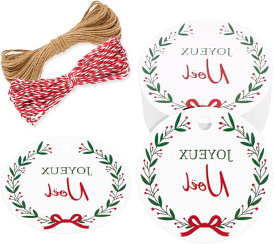 Kerst cadeauhanger, 5 x 5 cm labels voor het ophangen, witte kerstdecoratie voor feestdagen