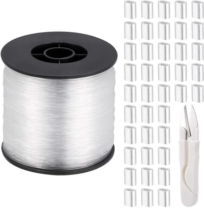 Dailygoods- Visdraad Transparant 0,6 mm - Nylon Draad - Kralen - Aluminium Krimphulzen - Schaar - 200 m Lengte - Nylondraad