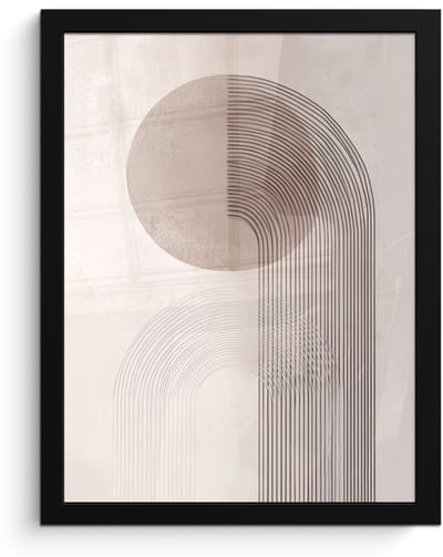 Poster in lijst - Fotolijst 30x40 cm - Posters - Minimalistisch - Cirkel - Lichtgrijs - Posterlijst zwart - Decoratie - Wanddecoratie woonkamer - Muurdecoratie slaapkamer