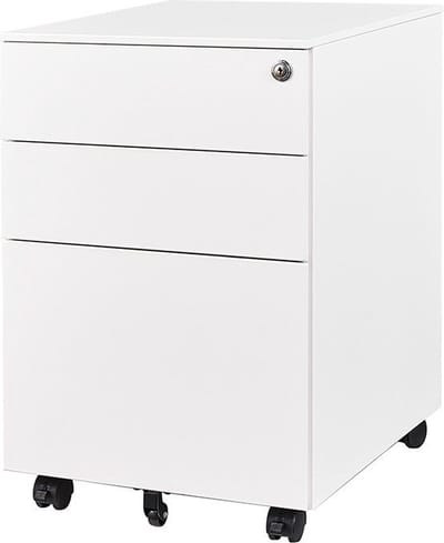 IVOL Ladeblok Bureau Wit - Ladeblok op wieltjes 60 x 39 x 50 cm - 3 Lades