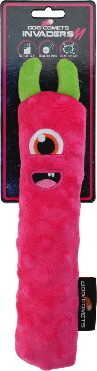 Dog Comets Invaders Werpstok - M - Pluche Hondenspeelgoed - Krakend Materiaal en Pieper - Ballenwerper Hond - Hondenspeeltje - Hondenknuffel - Roze