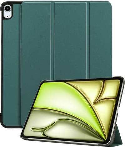 Hoes - Geschikt voor Apple iPad Air (2024/2025/2026) - 11 inch - Dun & Stevig - Trifold Bookcase - Hard Cover - Hardcover Book Case - Tablet Hoesje - Donkergroen