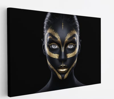 Saammp Canvas Schilderij - Goud - Portret - Vrouw - abstract - 30x20 - Foto op canvas - Wanddecoratie - Muurdecoratie Woonkamer - Slaapkamer decoratie - Canvas Print
