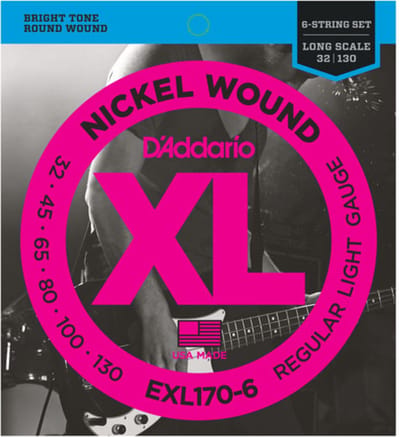 D'Addario 6er bas XL nikkel 32-130 32-45-65-80-100-130, EXL170-6 - Snarenset voor 6-string basgitaar