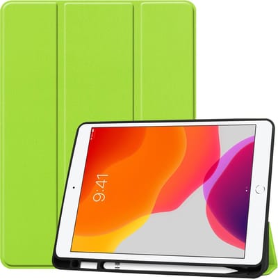 Hoesje - Geschikt voor Apple iPad 7 (2019) - 10.2 inch - 7e Generatie - Dun & Stevig - Trifold Bookcase - Hard Cover Case - Met Uitsparing Geschikt voor Apple Pencil - Hardcover Book - Tablet Hoes - Groen