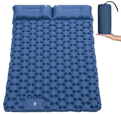 Zelfopblazende Slaapmat voor 2 Personen - Ultralichte Campingmat met Hoofdkussen en Voetpomp