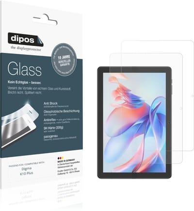 dipos – 2x Matte Pantserfolie geschikt voor Digma K10 Plus | 9H Screenprotector