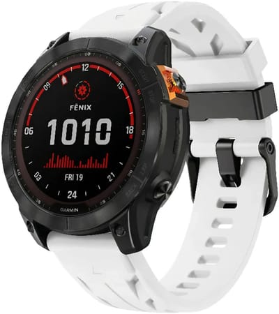 Strap-it Siliconen 'Race' bandje geschikt voor Garmin Fenix 9 (Pro) 47mm - Fenix 8 (Pro-E-47mm) - Fenix 7 (Solar-Pro) - 6 (Solar-Pro) - Fenix 5 (Plus) / Forerunner 970 - 965 - 955 - 945 - 935 - 745 / Quatix 8 - 7 - 6 - 5 - Wit