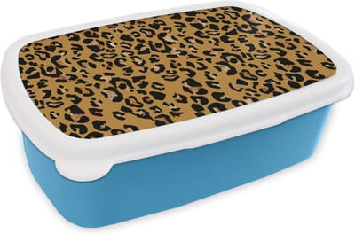 Broodtrommel Blauw - Lunchbox - Brooddoos - Panterprint - Luxe - Patronen - 18x12x6 cm - Kinderen - Jongen