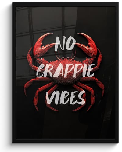 Poster in lijst - Fotolijst 50x70 cm - Posters - Krab - Rood - Tekst - Zwart - Posterlijst zwart - Decoratie - Wanddecoratie woonkamer - Muurdecoratie slaapkamer