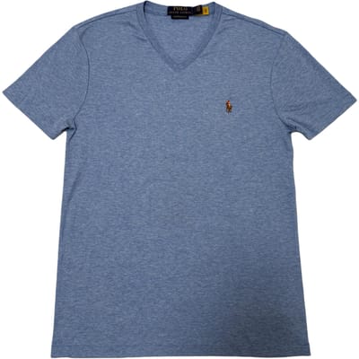 Polo Ralph Lauren Coupe Slim Personnalisée Col V Logo Poney Coloré Brodé T-Shirt Homme Manches Courtes Tops 710866052-005 M gray