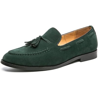 Lente Luxe Heren Kwastjes Schoenen Loafers Herenschoenen Casual Suède Slip On Ademend Comfortabel Mocassins Schoenen Nubuck Schoenen 43 groen