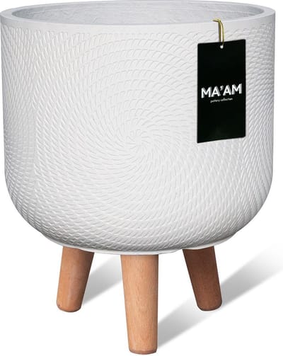 MA'AM Pottery Jade bloempot op poten - D24×H19,5 cm - wit - moderne eyecatcher