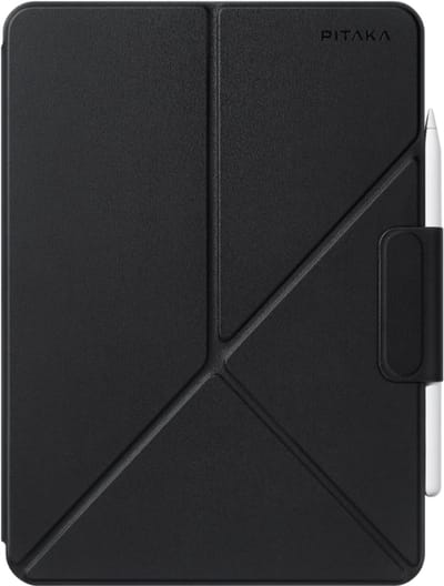 Pitaka MagEZ Folio hoesje 2 iPad Air 13 (M2-M4) – Eenvoudig schakelen tussen landschap- en portretmodus – Verborgen, ingebouwde penhouder – Automatische slaap/waak functie voor energiebesparing - Zwart